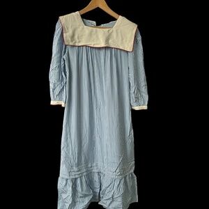 Vintage Pierre Cardin Blue/White Stripe Silk Dress Sz 6